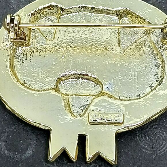 Vintage Brooch Pig Piggy Pink Happy Lapel Pin Silver Tone Marked Case Animal  2" - Picture 8 of 14